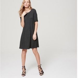 LOFT Short Sleeve Trapeze Swing Dress in Gray